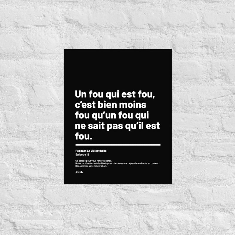 Affiche citation - Un fou qui est fou