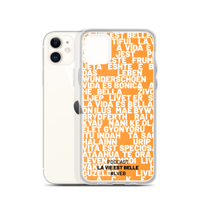 Étui pour iPhone multilingues orange