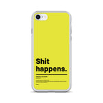 Étui pour iPhone citation - Shit happens - Jaune/vert