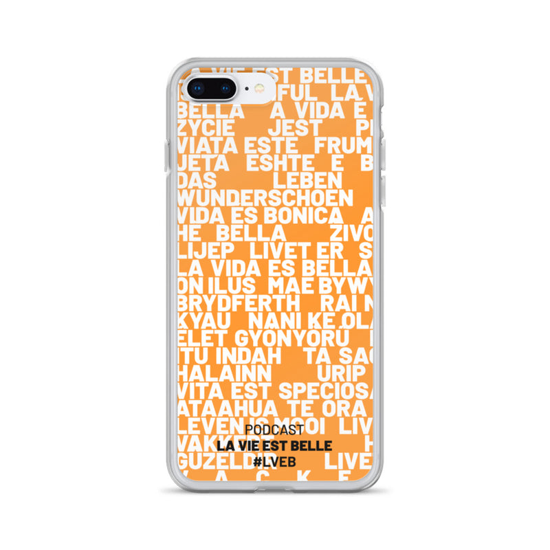 Étui pour iPhone multilingues orange