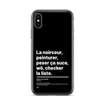 Étui pour iPhone citation - La noirceur - Noir