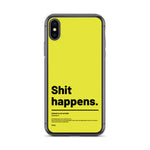 Étui pour iPhone citation - Shit happens - Jaune/vert