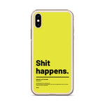 Étui pour iPhone citation - Shit happens - Jaune/vert