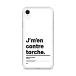 Étui pour iPhone citation - J'men contre torche - Blanc