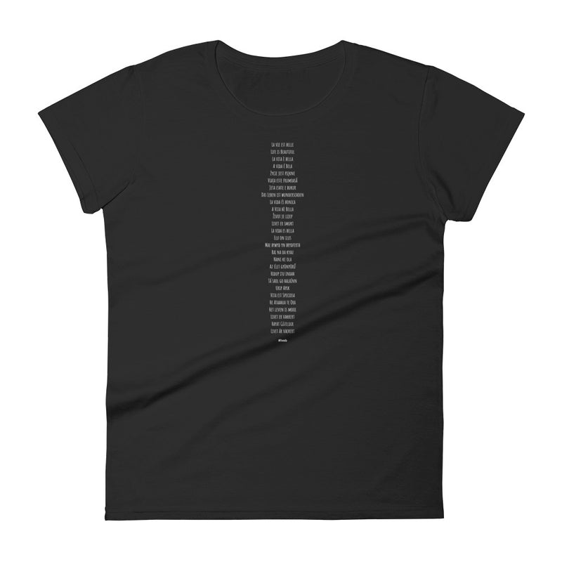 T-shirt ajusté femme - Multilingue calligraphique - Blanc