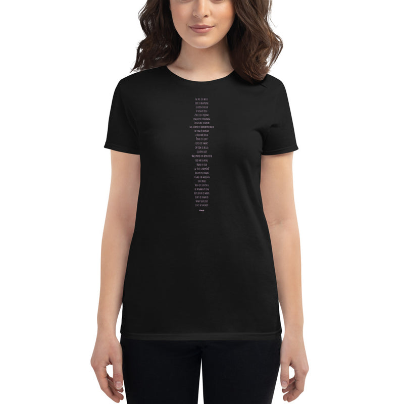 T-shirt ajusté femme - Multilingue calligraphique - Pastel