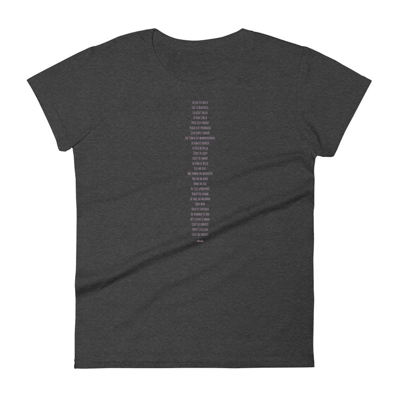 T-shirt ajusté femme - Multilingue calligraphique - Pastel